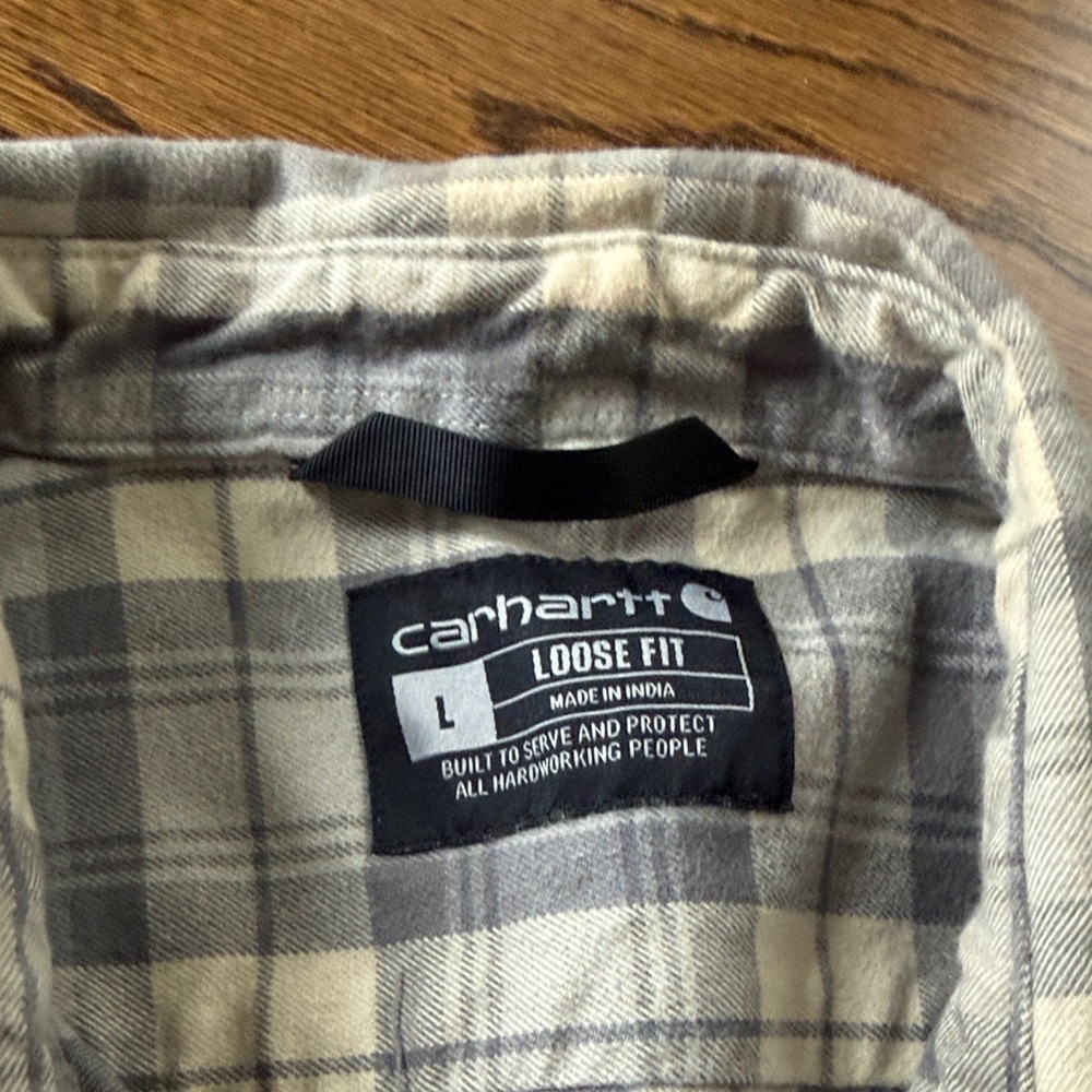 Carhartt Gray Plaid Casual Button Down Shirt - Picture 3 of 4
